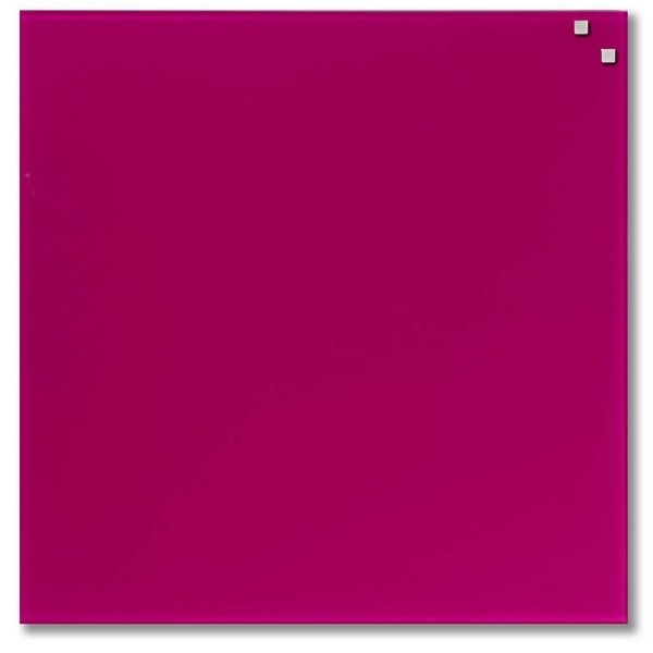 NAGA Magnetic Glass Noticeboard PINK 45 x 45cm